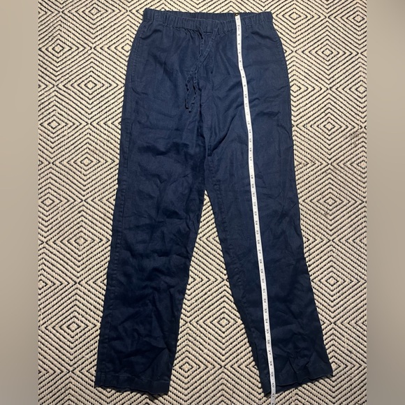 Orvis Navy Blue Linen Straight Leg Pants - Picture 2 of 5